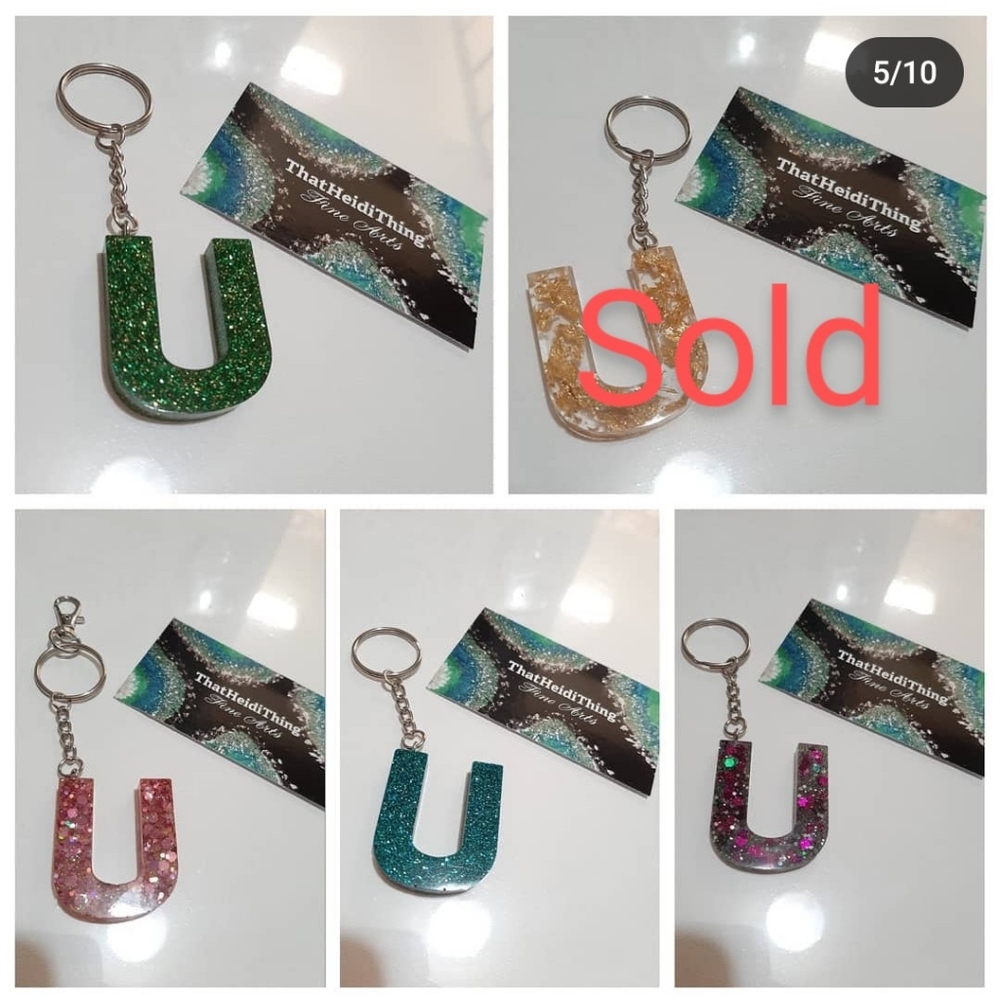 Bag charm Keychain Letter U